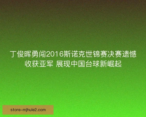 丁俊晖勇闯2016斯诺克世锦赛决赛遗憾收获亚军 展现中国台球新崛起